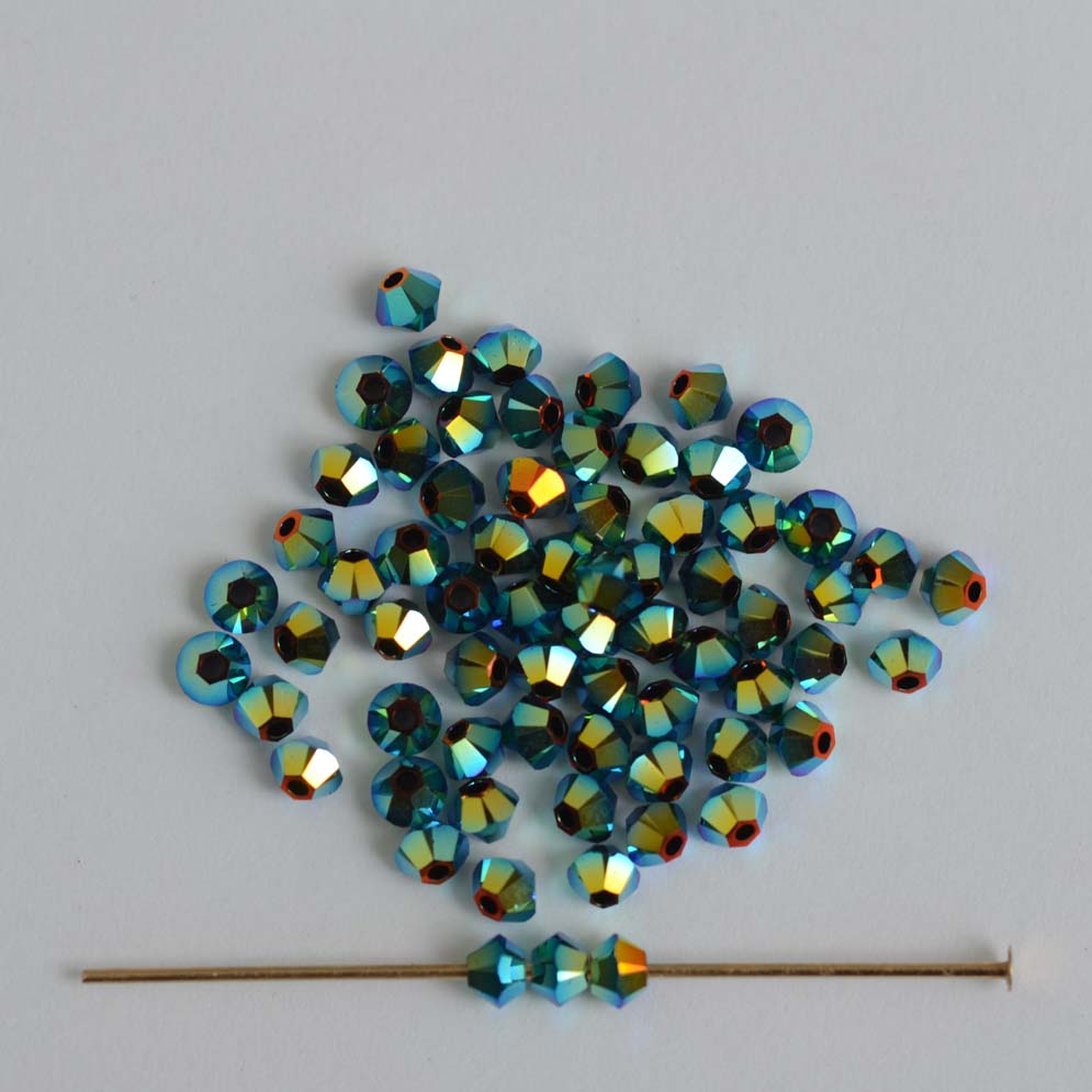 Swarovski Bicone 5328 Blue Jet AB x 2 3mm 4mm Bead x 20 jewelbeads4